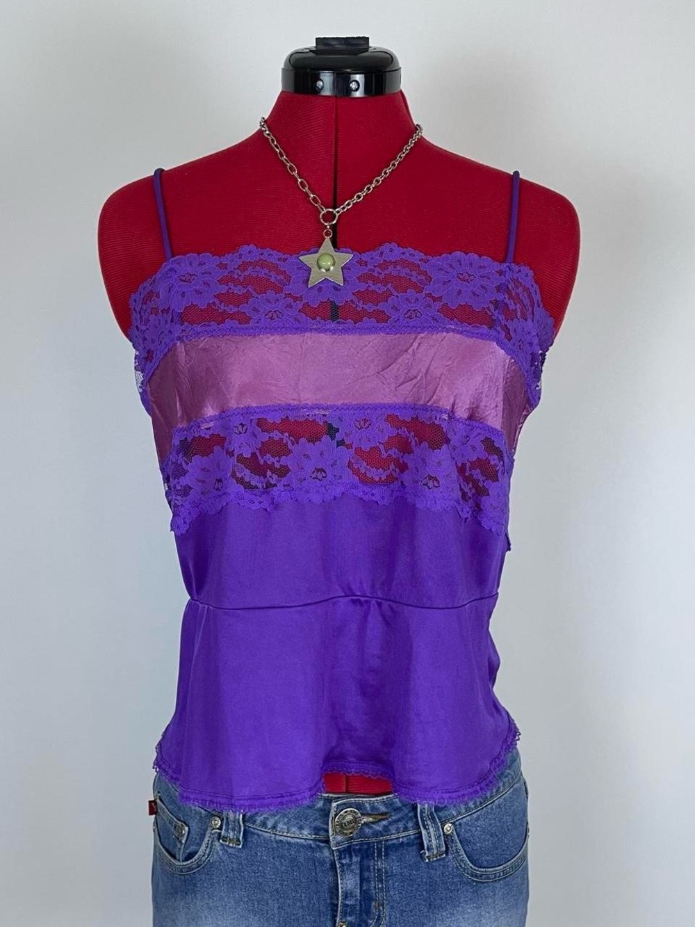 Vintage Purple Lace-Trim Camisole